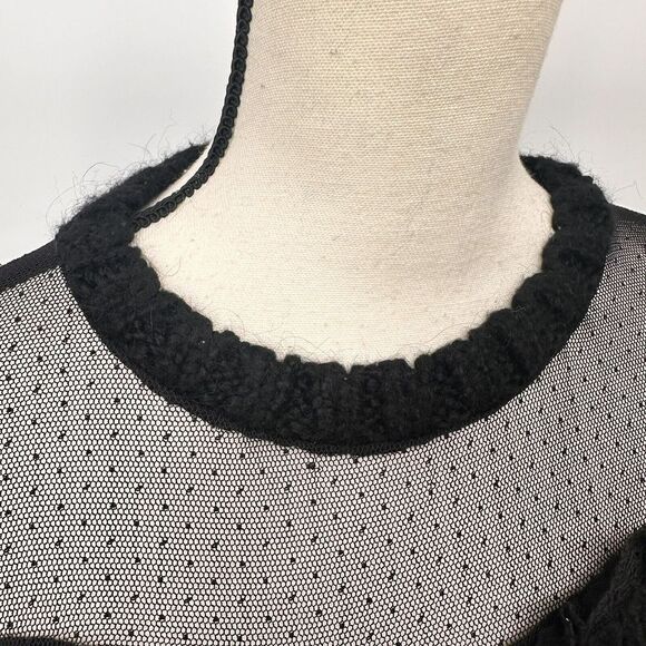 Zara Long Sleeve  Cropped Sweater Chunky Knit Black Size Medium Mesh‎ - Picture 5 of 16